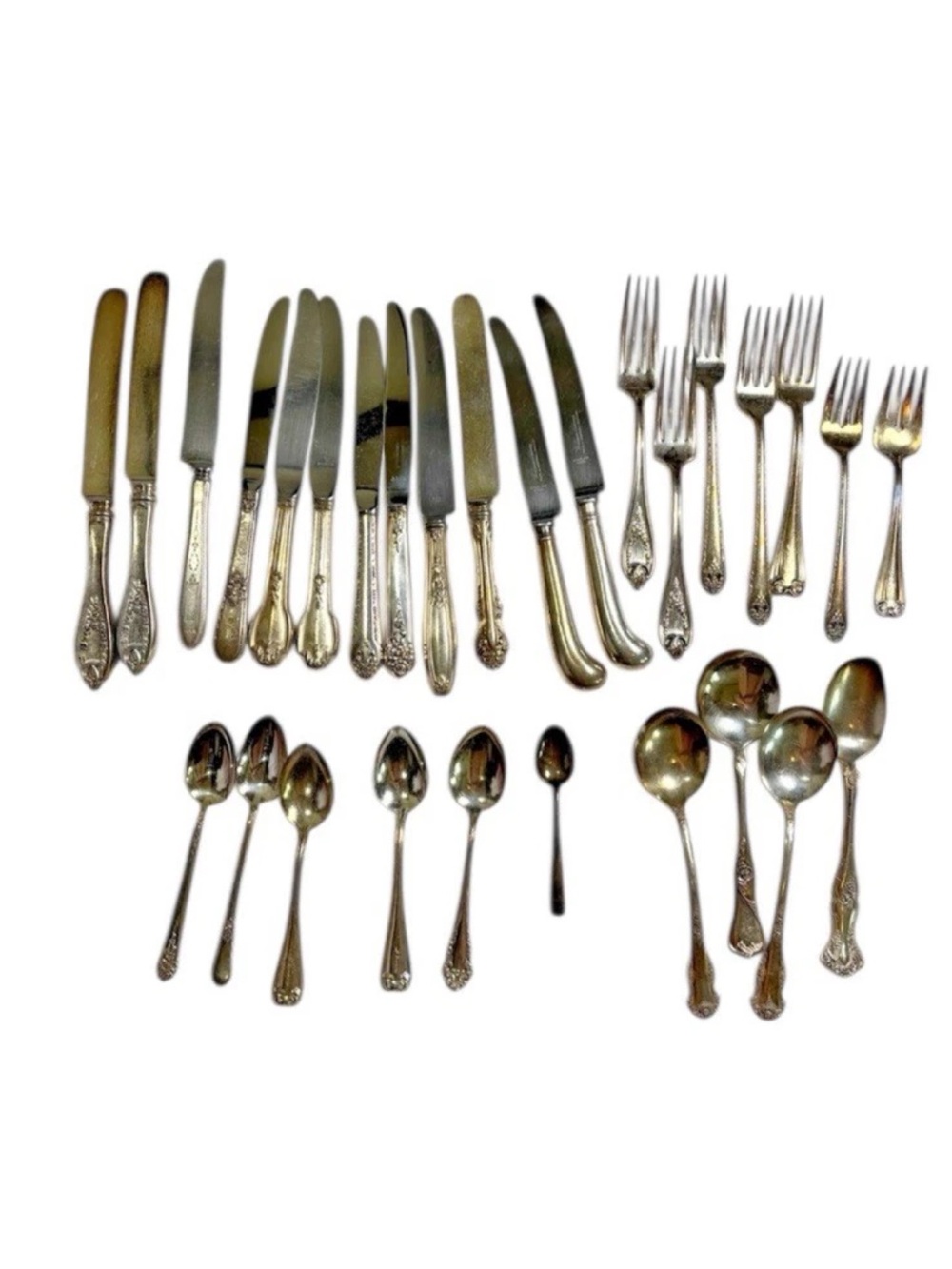 Lot of 29 Assorted Vintage Silverplate Stainless Flatware Various Victorian